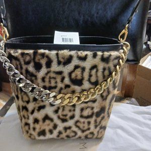 Stella McCartney -  Frayme Leopard Faux Fur Bucket Bag